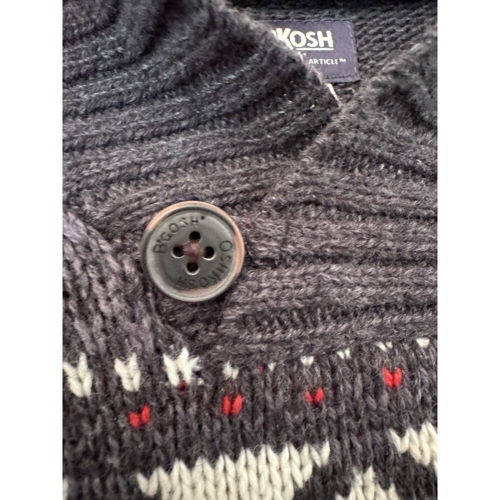 Oshkosh Fair Isle Chunky Knit Shawl Collar Sweater Youth Size 6 Gray - Picture 4 of 7
